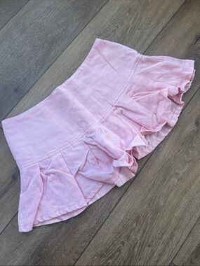 I Am Gia Pink Courdoroy Ruffled Mini Skirt